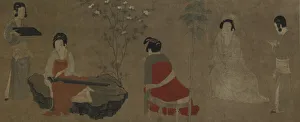 Palace Ladies Tuning a Zither (qin), Ming dynasty, 1368-1644. Creator: Unknown