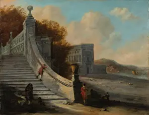 Shadows Prints: Palace with Outdoor Stairs at the Sea