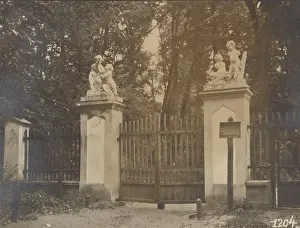 Bromine Silver Print Prints: Palace and Park Complex - park gate, Czartoryski, Pulawy, 1919. Creator: Juliusz Klos