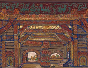 The Palace of Tsar Berendey. Stage design for the theatre play Snow Maiden by A. Ostrovsky, 1912. Artist: Roerich, Nicholas (1874-1947)