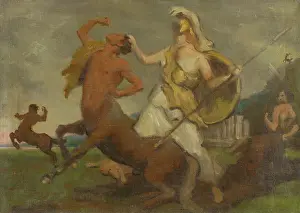 Athene Prints: Pallas Athena Fighting Centaurs, after 1900. Creator: Milan Thomka Mitrovsky