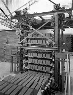 Leicestershire Prints: Palletising machine at Whitwick Brickworks, Coalville, Leicestershire, 1963. Artist