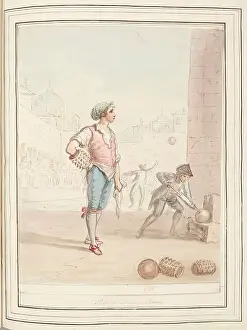 Locals Prints: Pallone Player, Rome, leaf from A Collection of Dresses by David Allan Mostly from Nature