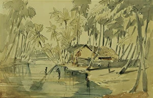 Ceylon Collection: Palm grove in Ceylon (Sri Lanka), 1858. Creator: Joseph Selleny
