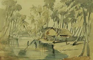 Ceylon Sri Lanka Prints: Palm grove in Ceylon (Sri Lanka), 1858. Creator: Joseph Selleny
