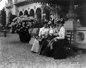 Pan-American Exposition, Buffalo, N.Y. 1901: 3 women seated on bench, 1901. Creator: Frances Benjamin Johnston