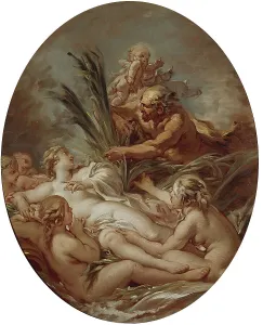 Nereids Prints: Pan and Nymph Syrinx, 1760-1765. Artist: Boucher, Francois (1703-1770)