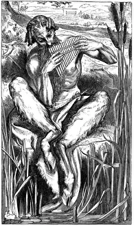 Lord Frederic Leighton Prints: Pan playing his pipes, Wood engraving, London, 1862. Artist: Frederic Leighton
