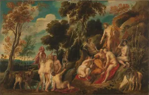 Scissors Prints: Pan Punished by Nymphs, c.1640. Creator: Jacob Jordaens