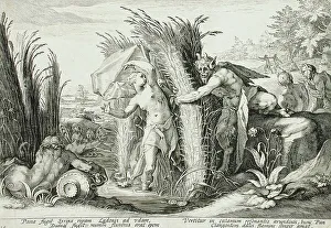 Goltzius Hendrick Prints: Pan Pursuing Syrinx, Who Is Changed into a Reed, published 1589. Creator: Hendrik Goltzius