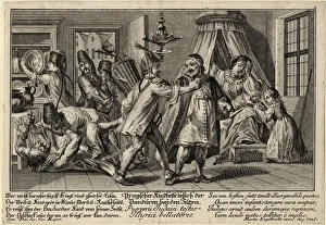 The Pandurs visiting the Jews, ca 1756. Artist: Englebrecht, Martin (1684-1756)