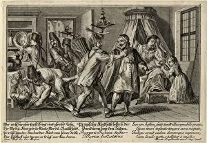 The Pandurs visiting the Jews, ca 1756. Artist: Englebrecht, Martin (1684-1756)