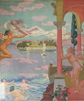 Floating Prints: Panel 2. Zephyr Transporting Psyche to the Island of Delight, 1908. Creator: Maurice Denis