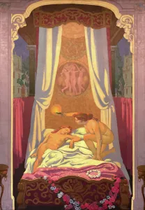 Asleep Prints: Panel 3. Psyche Discovers that Her Mysterious Lover is Eros, 1908. Creator: Maurice Denis
