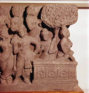 Panel from The Bodhimanda, Buddha prepares for enlightenment, c2nd-3rd century Panel from The Bodhimanda, Buddha prepares for enlightenment, c2nd-3rd century