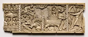 Panel from a Casket with Scenes from Courtly Romances, 1330-1350 or later. Creator: Unknown
