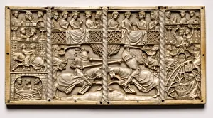 Panel from a Casket with Scenes from Courtly Romances, c. 1330-1350 or later. Creator: Unknown