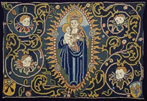 Fibre Prints: Panel Depicting Madonna and Child, Switzerland, 16th century. Creator: Unknown