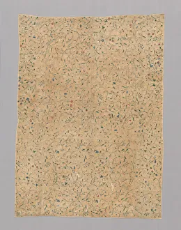 Embroidered With Silk Prints: Panel, England, Queen Anne period (1702-1714), 1700 / 25. Creator: Unknown