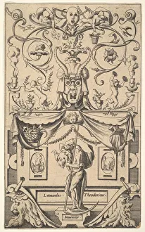 Leonard Prints: Panel with figure of Saturn, plate 1, ca. 1550-65. Creator: Rene Boyvin