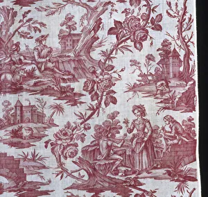 Copperplate Printed Prints: Panel (Furnishing Fabric), France, c. 1785. Creators: Unknown, Oberkampf Manufactory