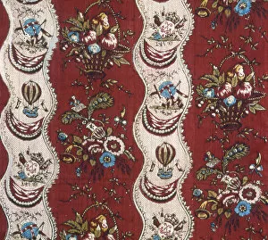 Hot Air Balloon Collection: Panel (Furnishing Fabric), Nantes, c. 1785. Creator: Unknown