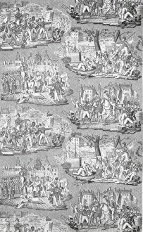 Cobblestone Gallery: Panel (Furnishing Fabric), Rouen, c. 1830. Creator: Henry Manufactory