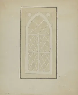 Metal And Glass Prints: Panel from Hall Lantern, c. 1936. Creator: Blanche Waterbury