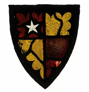Images Dated 16th October 2020: Panel with Heraldic Shield, British, 1300-20. Creator: Unknown