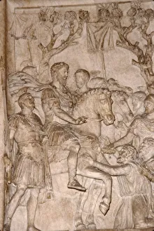 Germanic Prints: Panel of Marcus Aurelius, receiving homage from chiefs of the Marcomanni, c2nd century