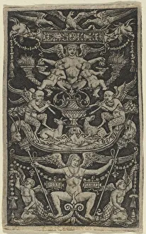 Panel of Ornament with a Satyress Feeding Two Children, c. 1505/1520. Creator: Peregrino da Cesena