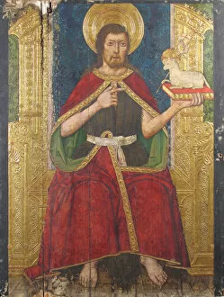 Tempera On Wood Collection: Panel with Saint John the Baptist Enthroned from Retable, 15th century. Creator: Domingo Ram