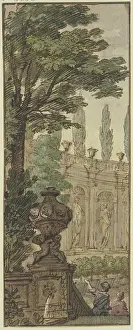 Orangery Prints: Panel, a vase in the foreground