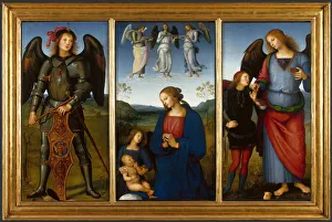 Archangel Raphael Gallery: Three Panels from an Altarpiece, Certosa, c. 1500. Artist: Perugino (ca. 1450-1523)