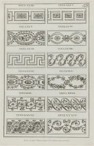 Panels of Ornament, nos. CCCLXXIII-CCLXXXIV ('Designs for Various Ornaments, pl... April 29, 1791. Creator: Michelangelo Pergolesi. Panels of Ornament, nos. CCCLXXIII-CCLXXXIV ('Designs for Various Ornaments, pl... April 29, 1791)