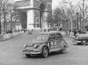 Panhard Prints: Panhard Dyna in Paris during 1953 Monte Carlo Rally. Creator: Unknown