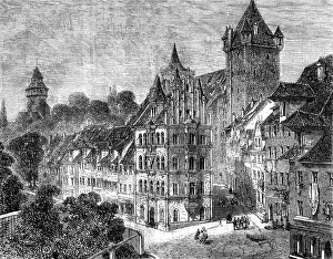 Nuremberg Prints: The Panierplatz in Nuremberg, Germany, 19th century. Artist: Therond