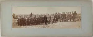 Albumin Paper Print Prints: Panorama: group portrait of soldiers, 1870. Creator: Andre-Adolphe-Eugene Disderi
