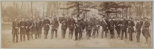 Panorama: group portrait of soldiers, 1870. Creator: Andre-Adolphe-Eugene Disderi