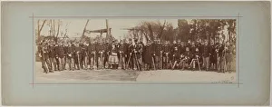 Albumin Paper Print Prints: Panorama: group portrait of soldiers, 1870. Creator: Andre-Adolphe-Eugene Disderi