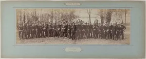 Albumin Paper Print Prints: Panorama: group portrait of soldiers from Commander Poisson's 100th Battalion