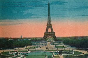 Papeghin Gallery: Panorama of the Jardins du Trocadero and the Eiffel Tower, Paris, c1920