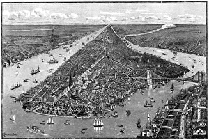 Panorama of New York, USA, 1892. Artist: Berteault