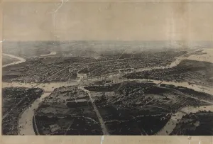 Charlemagne Prints: Panorama of St. Petersburg and the surrounding area from the birds eye view