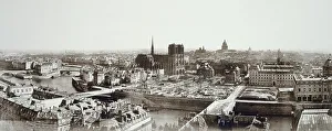 4th Arrondissement Prints: Panorama taken from Saint-Jacques tower showing Ile de la Cité under construction