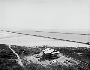 Sea Defences Prints: Panorama of Tampico River and the jetties from the lighthouse