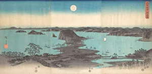 Panorama of the Eight Views of Kanasawa under a Full Moon, 1857. 1857. Creator: Ando Hiroshige