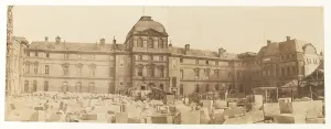 Eduard Baldus Prints: Panorama: works at the Louvre towards the Pavillon de l'Horloge