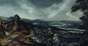 Tobias Prints: Panoramic Landscape with Tobias and the Angel, 1615-1625. Creator: Kerstiaen de Keuninck