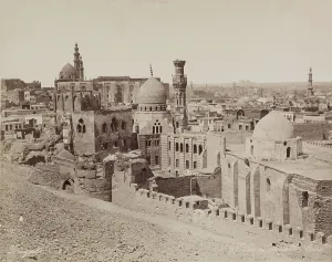Cairo Prints: Panoramic View of Cairo Looking toward Giza, 19th century. Creator: Zangaki